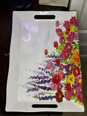 Michel Design Works The Meadow Large Melamine Serving Tray Floral 17.6”